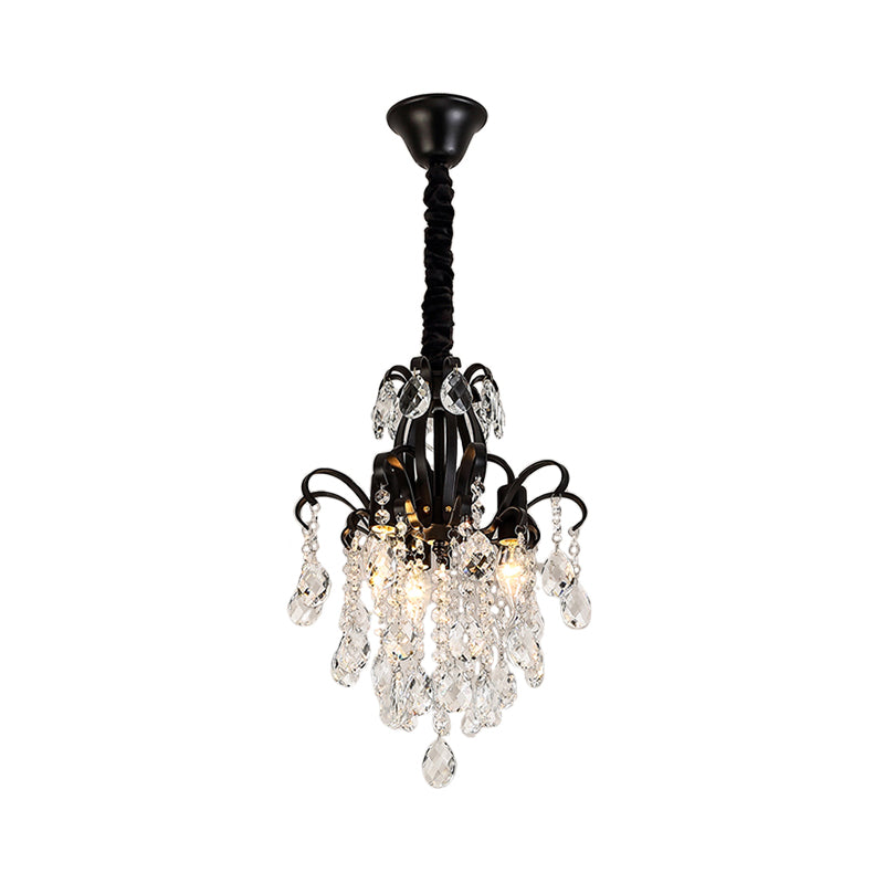 Lampadario lampadario Crystal Light Light Vintage 3/7 Luci Black Afmea appennata con bracci curvi