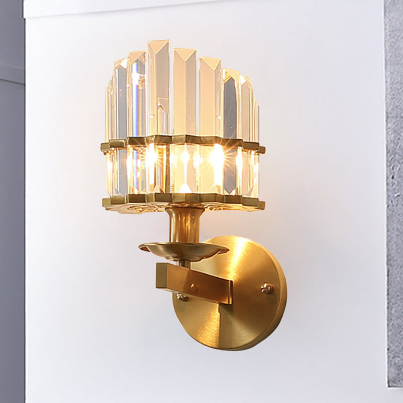 K9 Crystal Wall Sconce Lamp Contemporary Style Metal 1 Light Black/Brass Finish Wall Light Fixture for Living Room