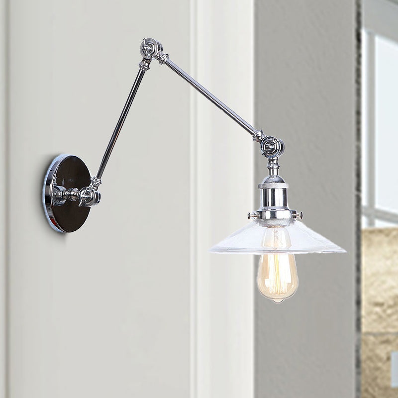 Clear Glass Tapered Pared Splockle Vintage Style 1 Light Living Lighting Accesor en Chrome