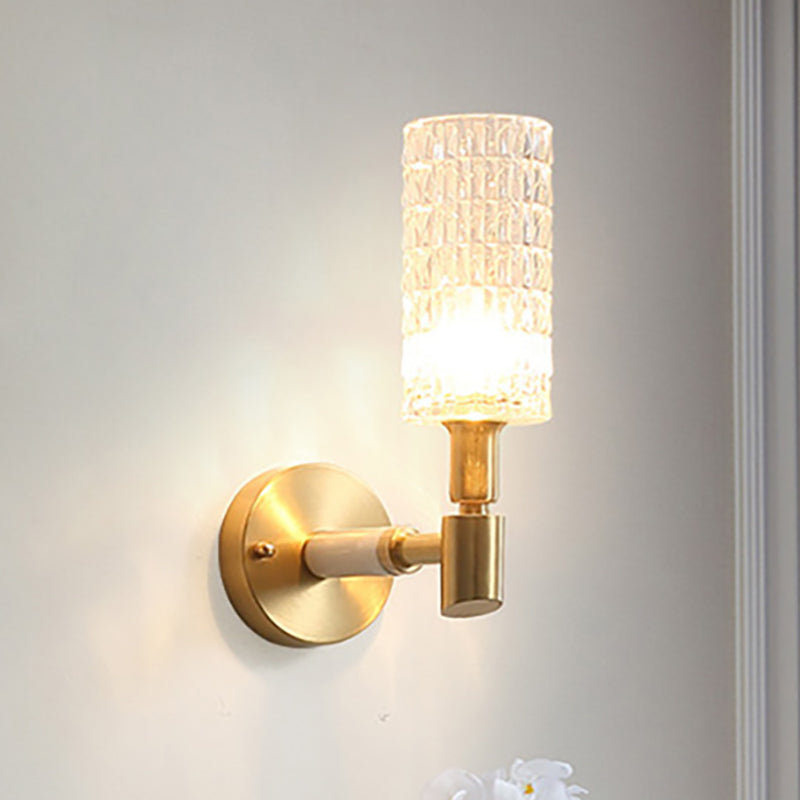 1 corridoio leggero Light Contemporary Style Oro Finitura Gold Sconcetto con bombola in vetro sfaccettato