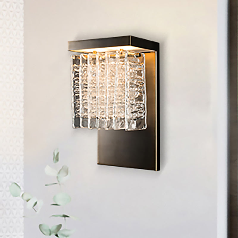 Rettangolo backplate wall doconce moderno stile metallo a led sconce illuminazione con prisma cristallo chiaro