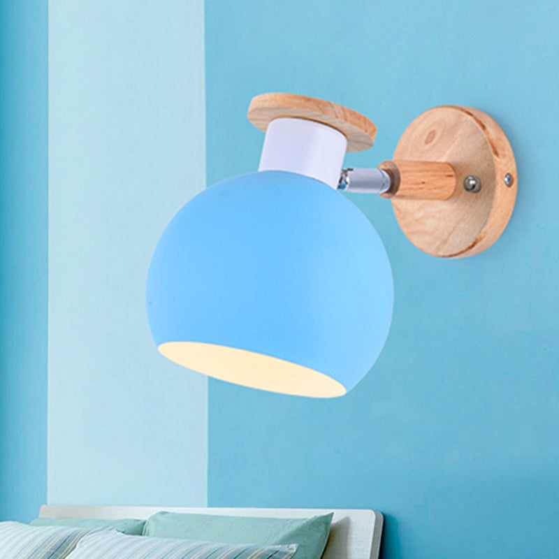 Rotatable Metal Spherical Sconce Light Kindergarten 1 Light Macaron Wall Lamp