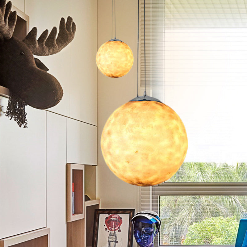 Pendant Lamp for Bedroom, Modern Globe Shade Ceiling Light Fixture in Chrome for Kids