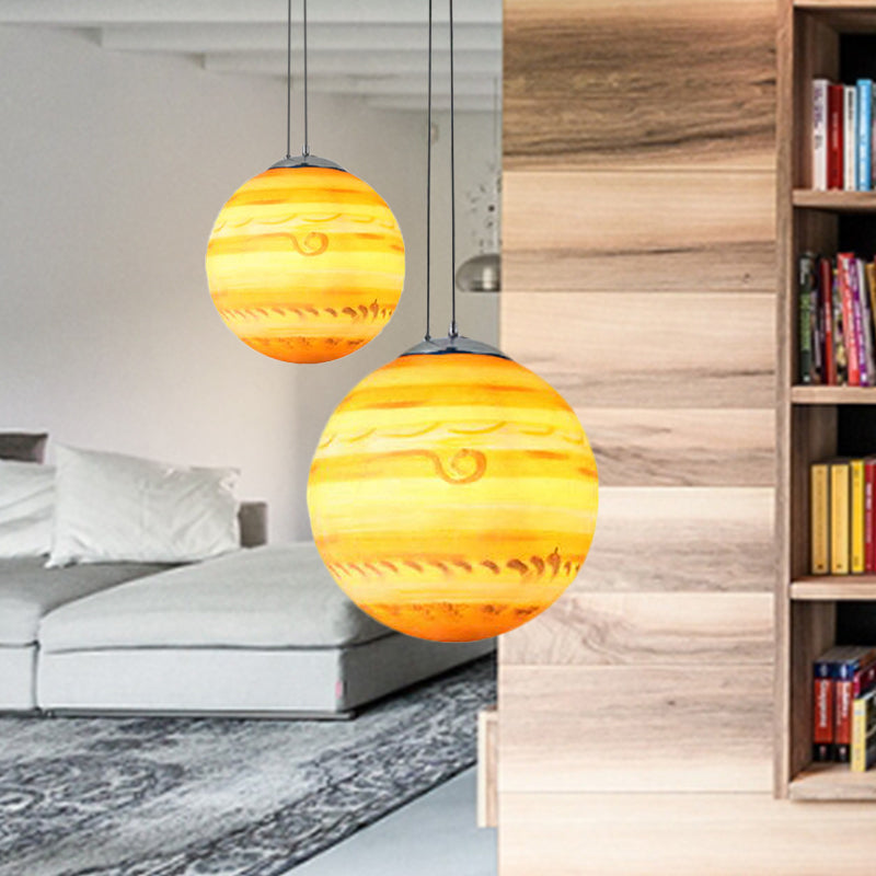 Lampada a sospensione per camera da letto, moderna lampada a soffitto in ombra globo in Chrome per bambini