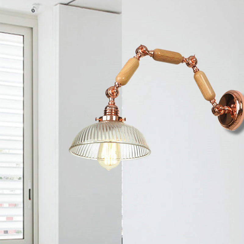 One Lampe Wandleuchte mit Schüssel Schatten Rippenglas Vintage Stil Wohnzimmer Leuchte Beleuchtung