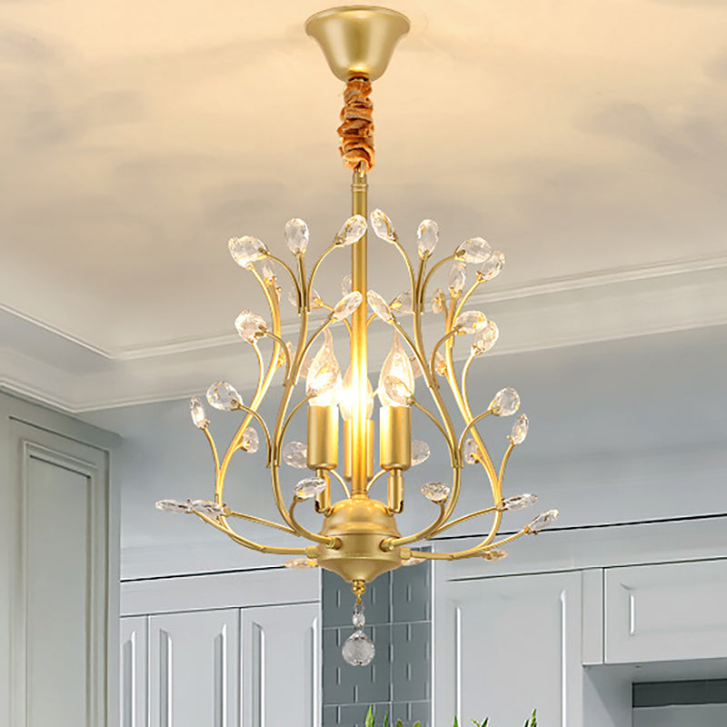 Lámpara de lámpara de la rama negra/dorada Modernismo 3 Bulbos Lámpara colgante para el comedor