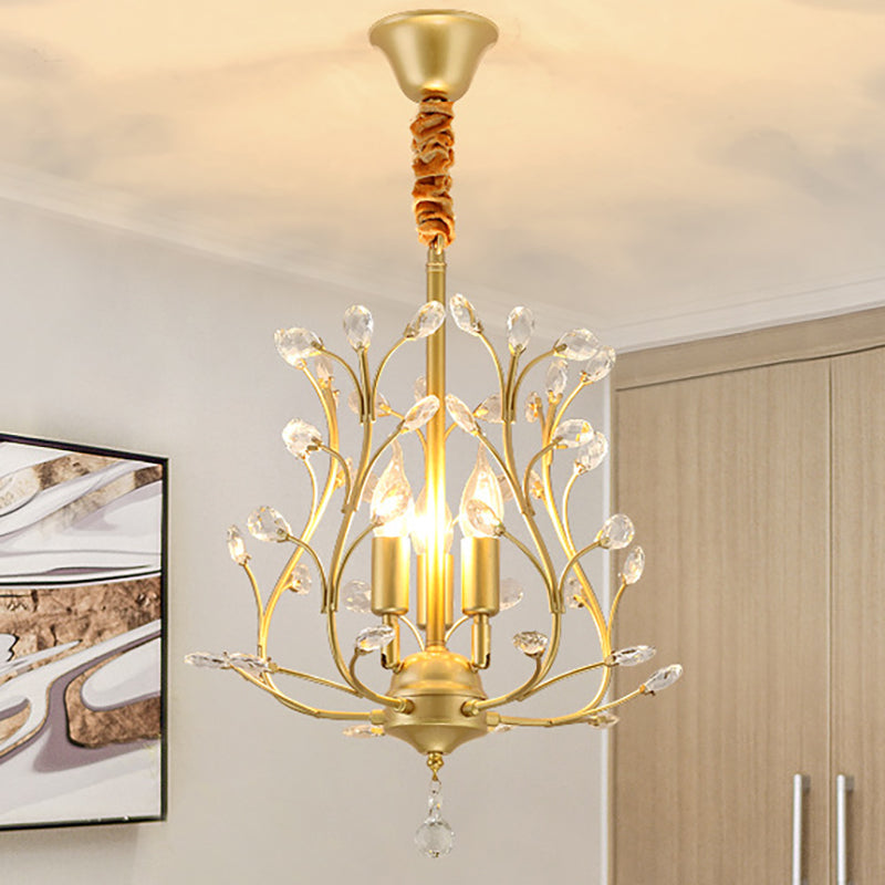 Lámpara de lámpara de la rama negra/dorada Modernismo 3 Bulbos Lámpara colgante para el comedor