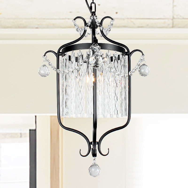 Modernismo 1 Luz de techo colgante de luz Black/White Bird Cage Pendse Lighture con sombra de cristal