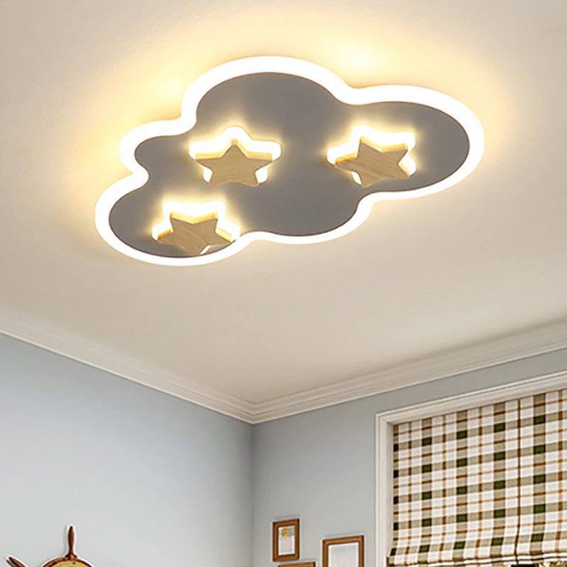 Cloud et Star Kid Bedroom Flush Mount Ceiling Light Acrylic Art Déco Ceiling Light Fixture