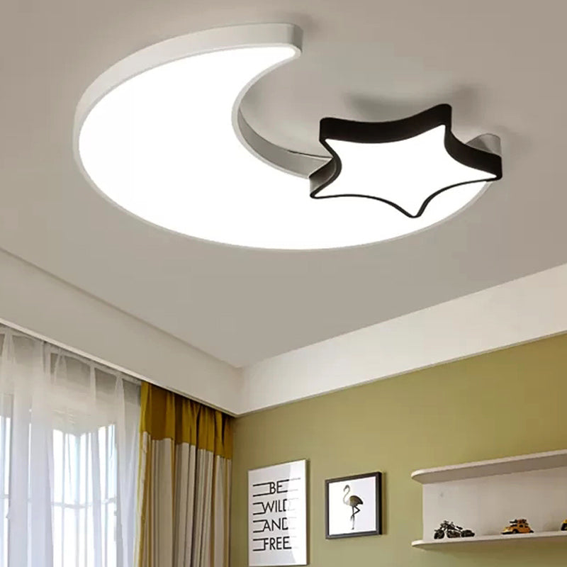 Kids White Flush Mount Light Sky Ver lámpara de techo acrílico para dormitorio infantil