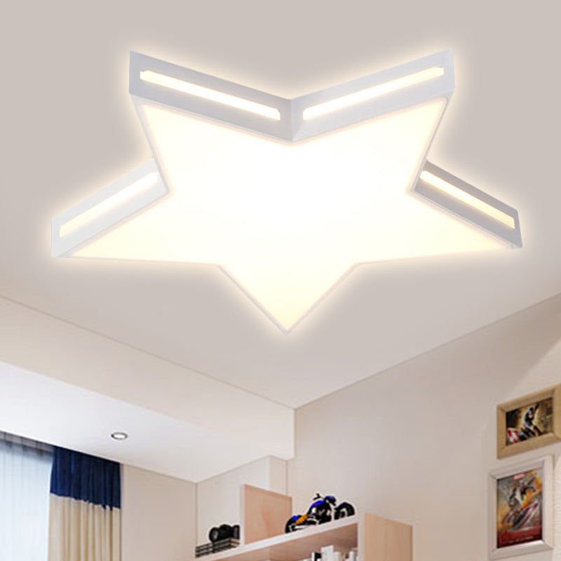 Lámpara de techo LED de acrílico moderna con forma de estrella blanca para dormitorio de niños