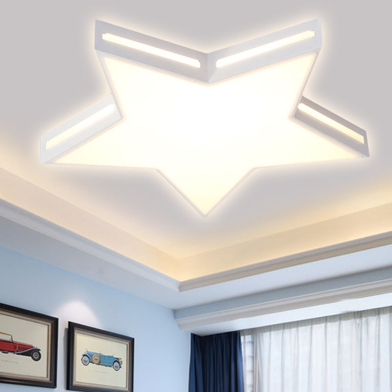 Lámpara de techo LED de acrílico moderna con forma de estrella blanca para dormitorio de niños