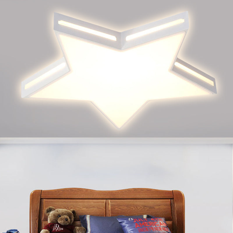 Lámpara de techo LED de acrílico moderna con forma de estrella blanca para dormitorio de niños