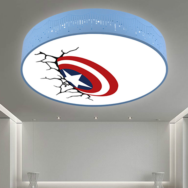 Enfants chambre à coucher bleu rond plafonnier Cartoon acrylique encastré plafonnier