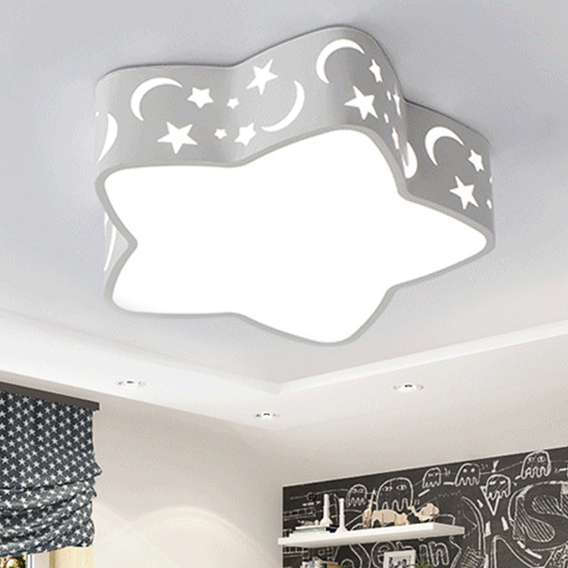 Modern Etched Star Ceiling Mount Light Acrylique Blanc LED Ceiling Lamp for Kid Bedroom