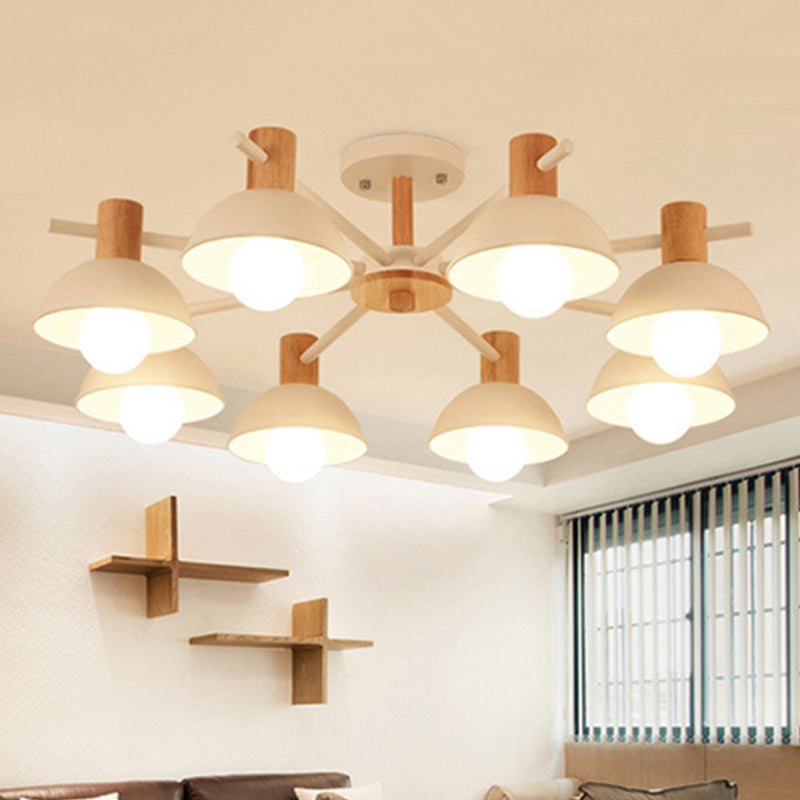 Macaroon Dome Hanging Pendant Fixture Iron 8 Lights Hanging Chandelier for Living Room