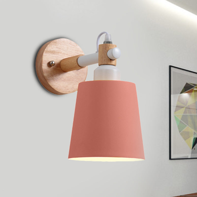 Macaroon Tapered Shade Wall Light Metal 1 Head Wall Sconce Light for Kid Bedroom