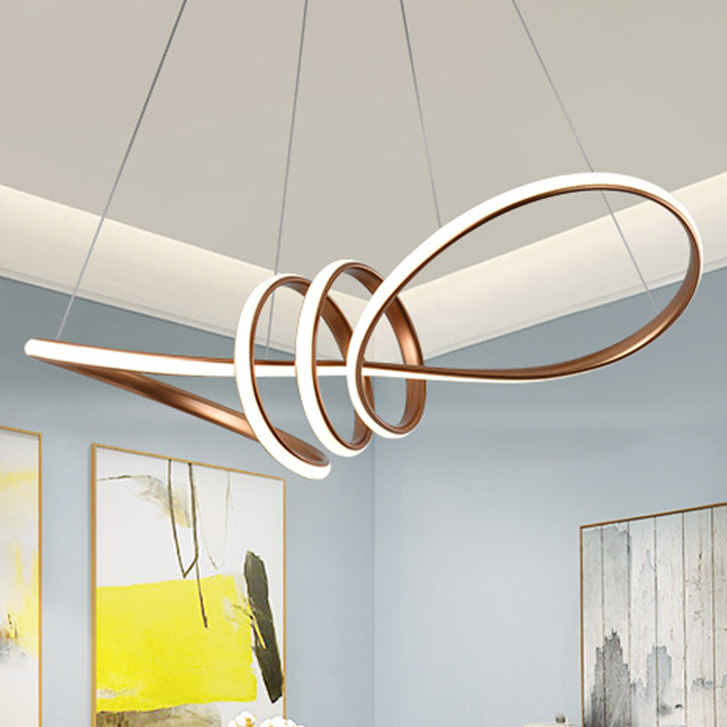 Twist Bar Sala da pranzo lampadario LED in metallo Post moderno cordino a sospensione in marrone