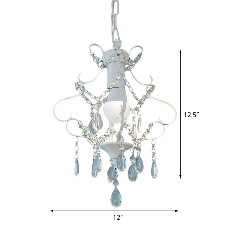 Piccole luci sospese per camera da letto, moderna illuminazione a sospensione bianca con catena regolabile da 31,5 "e decorazioni cristalline, H12.5" X D12 "