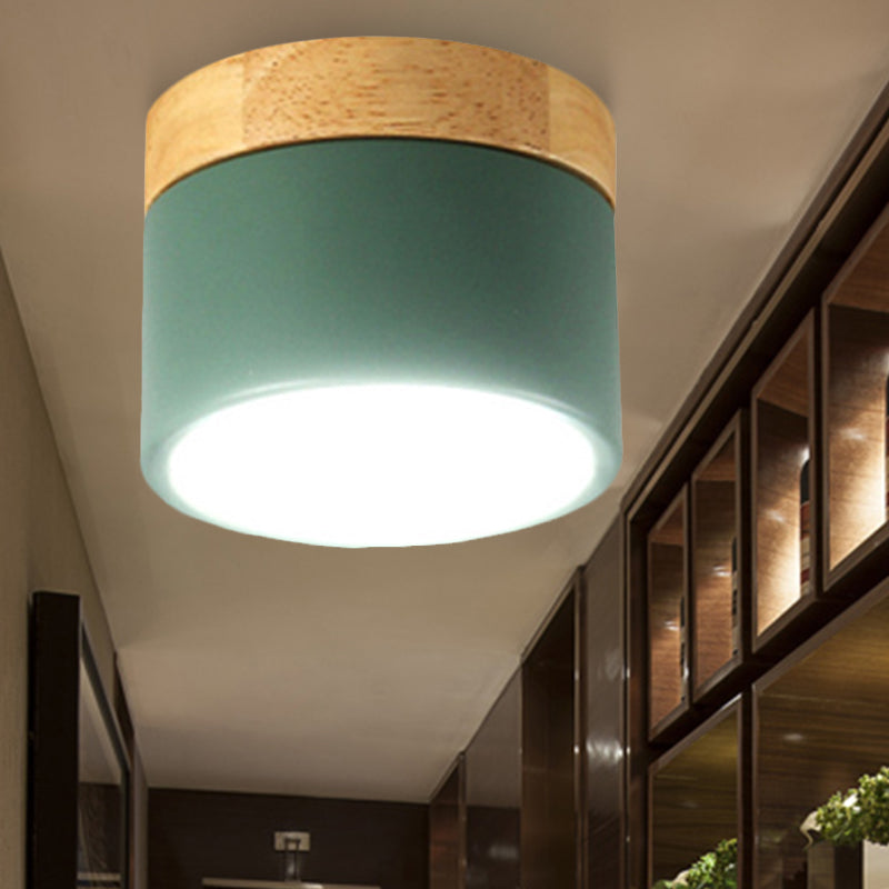 Luz empotrada de madera de aluminio con forma de tambor, luz empotrada de estilo Simple para galería de sala de estar