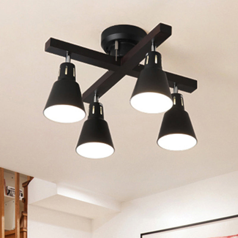 MONOCHROME BEAU SUBSEMBLE SEMI FLUX PLADIER LIGHT 4 LIGLES MODERNE METALLIQUE PLAFIQUE POUR LA CHAMBRE