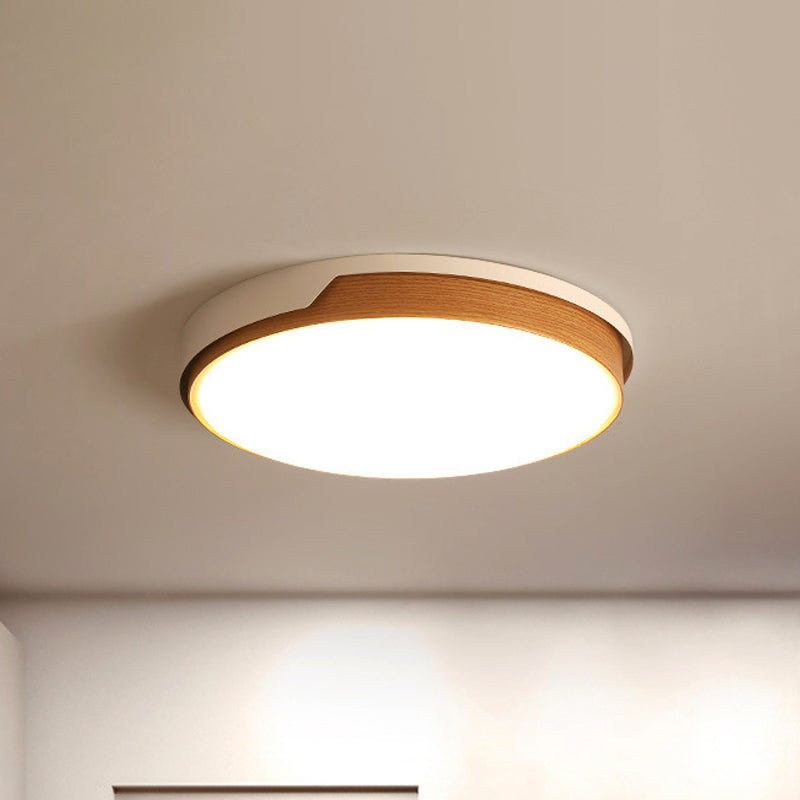 Flat Panel Round Flush Mount Light Modern Acrylic LED Ceiling Light in White for Dining Room