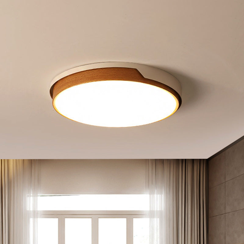 Flat Panel Round Flush Mount Light Modern Acrylic LED Ceiling Light in White for Dining Room