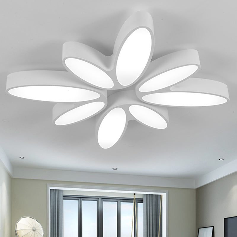 Blossom Child Bedroom Ceiling Mount Light Acrylic 8-Petal Creative Ceiling Lamp in White