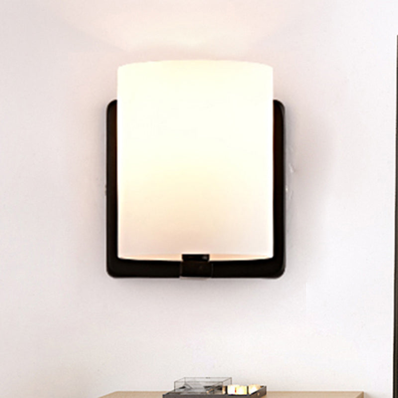 Tombra blanca Luz de apliques con base negra 1 Ligera de estilo moderno Vidry Glass Plan de pared para sala de estar