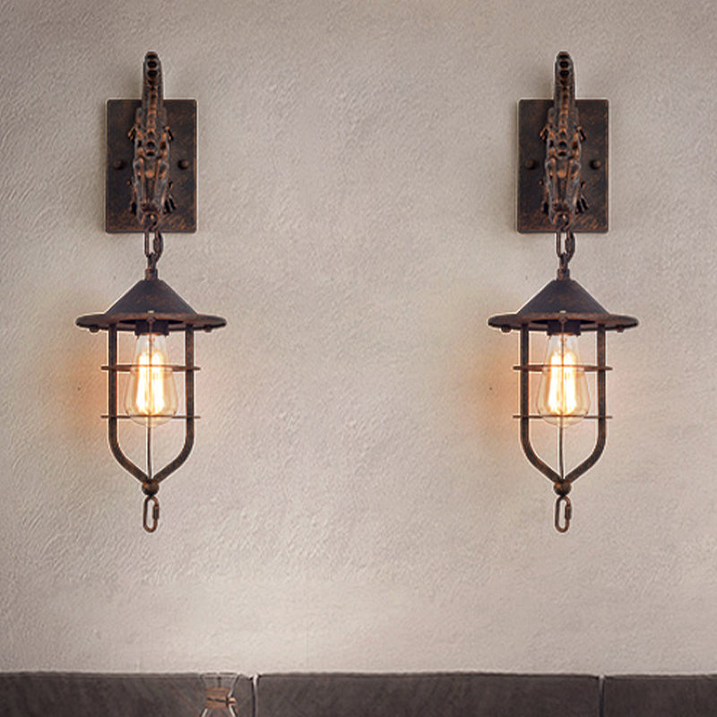 CAGED Coffee Shop Wandleuchte traditionelle Metall 1 leichte Rostleuchte mit Drache