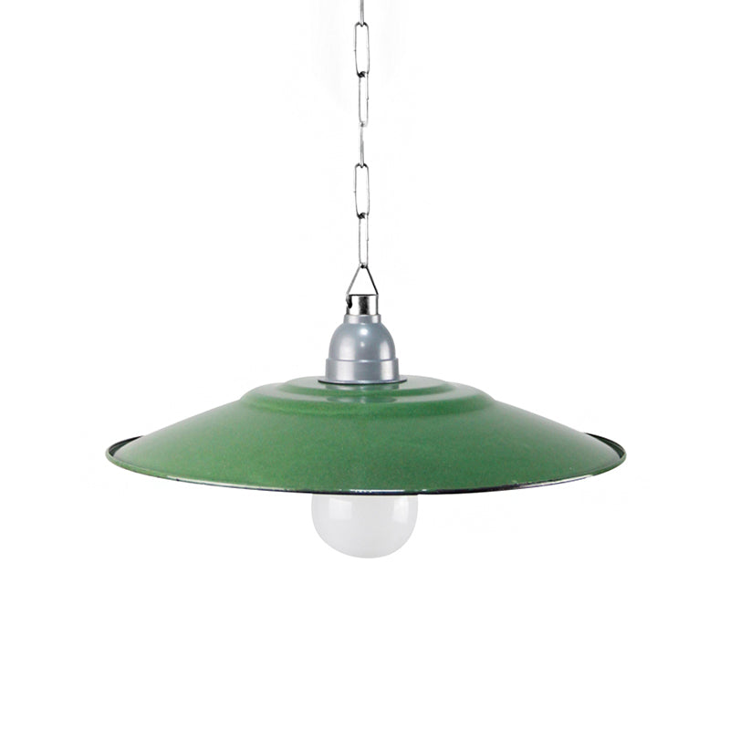 Green Saucer Shade Ceiling Fixture Industrial Enamel 1 Light Farmhouse Pendant Light, 11"/12" Diameter
