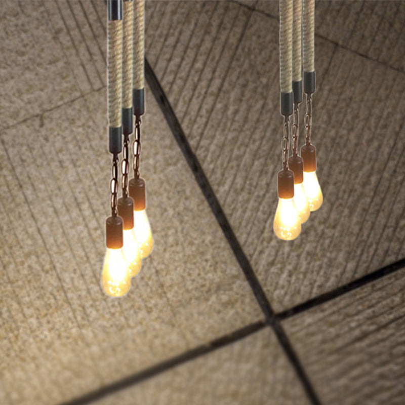 1 luce a sospensione a bulbo nudo a sospensione industriale con corda di canapa di canapa per il ristorante