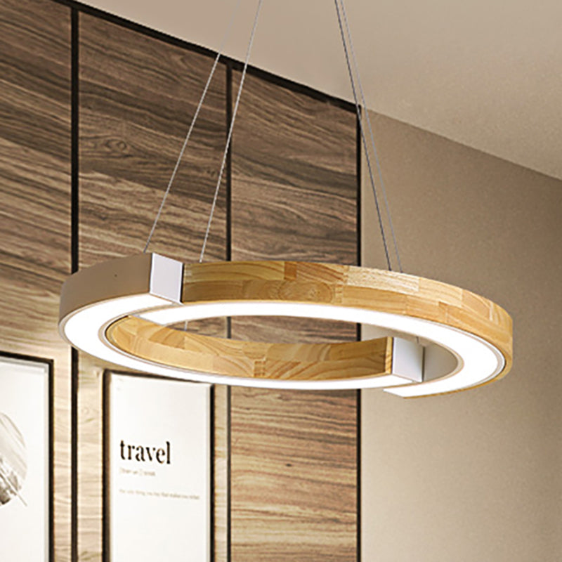 Lámpara de madera de estilo nórdico de anillo negro/negro de 15 "/19"