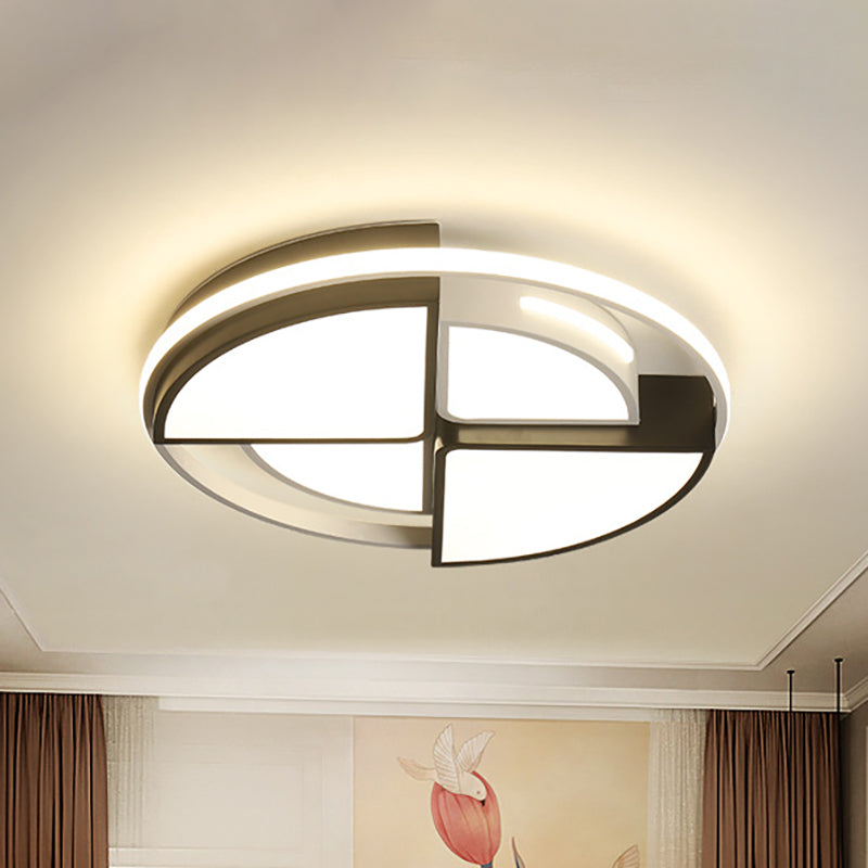 16"/19.5" W Fan Shape Led Flush Ceiling Light Modern Simple Close to Ceiling Light with Metal and Acrylic Shade
