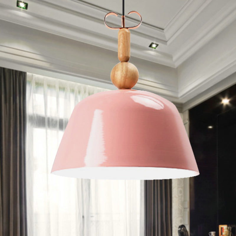 Noordse felgekleurde hanglamp bell schaduw enkele kop metalen plafondverlichting in blauw/roze/rood/geel voor woonkamer