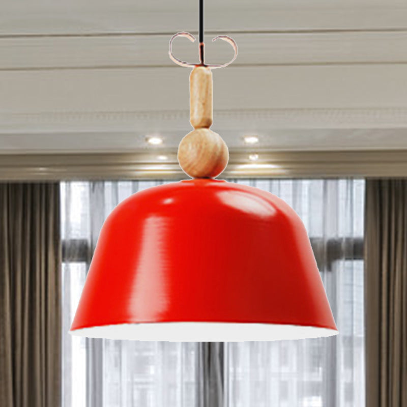 Noordse felgekleurde hanglamp bell schaduw enkele kop metalen plafondverlichting in blauw/roze/rood/geel voor woonkamer