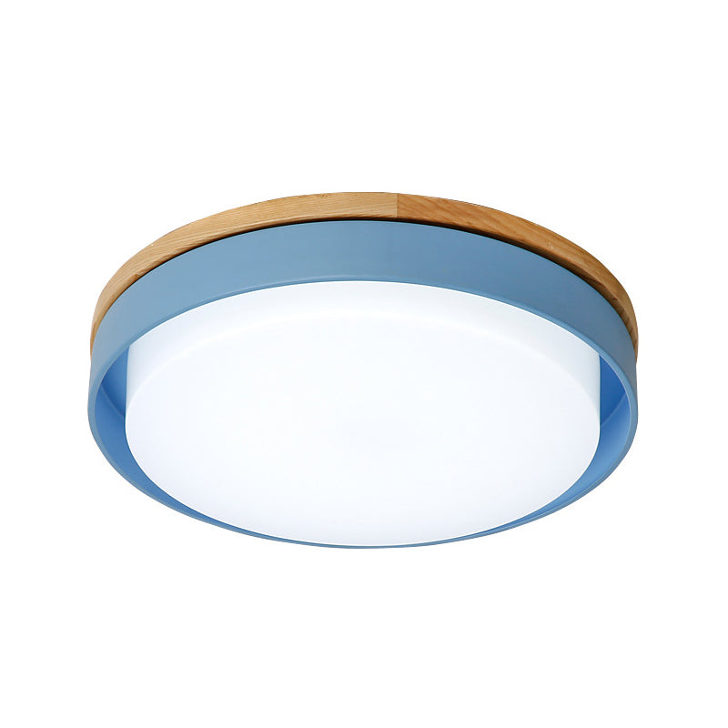 Iluminación empotrada redonda azul/blanca/amarilla, montaje empotrado de techo Led de metal macarrón nórdico con pantalla acrílica, 12"/18,5" W