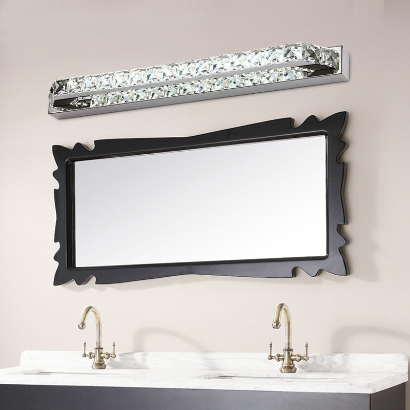 Vanité de salle de bain linéaire lumière claire / champagne Crystal 16 "/ 22" L LED mural contemporain LED en lumière chaude / blanche