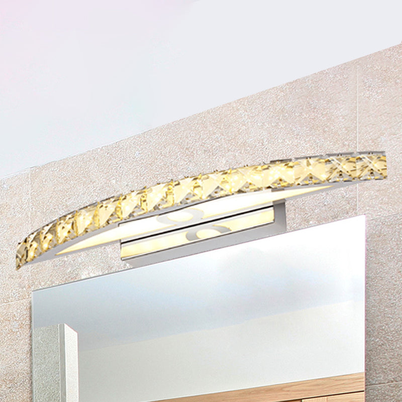 Curved Vanity Lighting Modern Style Clear/Champagne Crystal 17"/21" W LED Wall Mounted Lamp, Warm/White Light