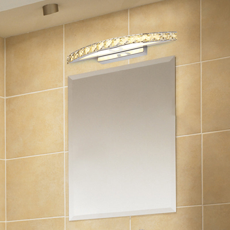 Curved Vanity Lighting Modern Style Clear/Champagne Crystal 17"/21" W LED Wall Mounted Lamp, Warm/White Light