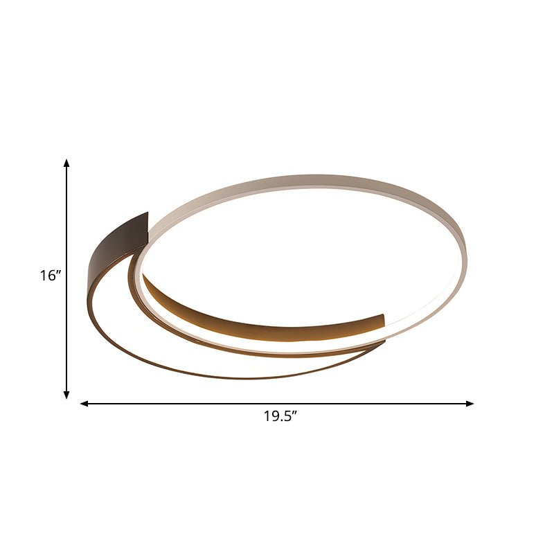 Modern Round Flush Lamp with Black and White Metal Shade Led Ceiling Flush Light in Warm/White, 19.5"/27" Wide