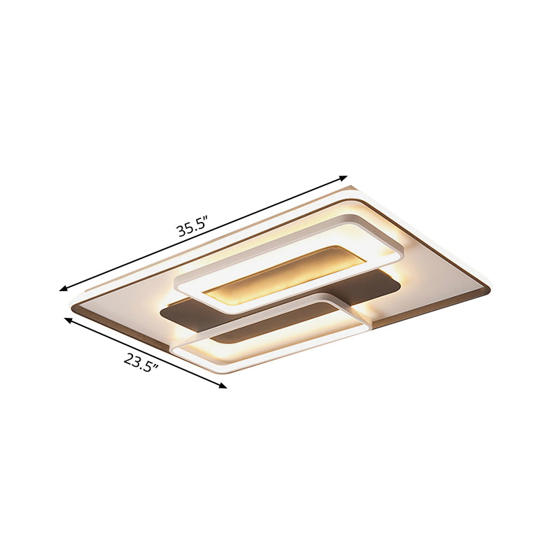 Black and White Geometric Flushmount Contemporary Metal Led Living Room Lighting in Warm/White Light, 18"/23.5"/35.5" W