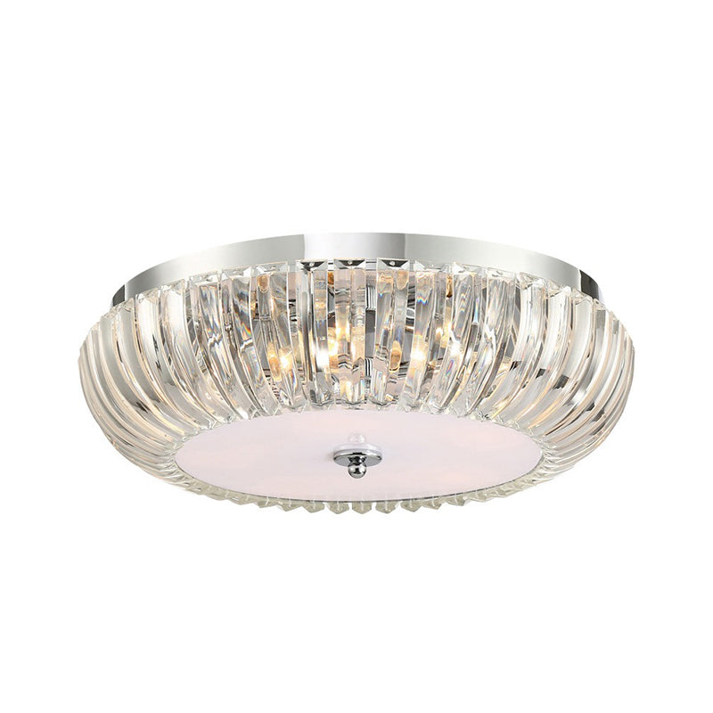 Moderne Ronde Flush Mount Licht Clear Crystal Shade 3/4 Lichten 16"/19.5" W Chrome Plafond Flushmount