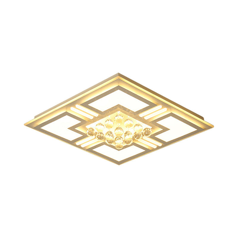 20.5"/35.5" Wide Crystal Square/Rectangle Flush Lamp Simple LED Ceiling Mounted Fixture in Warm/White Light