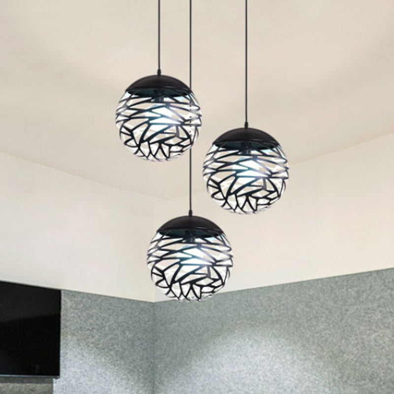 Luz de comedor de luz colgante de globo hueco metálico 1 Luz de colgante contemporáneo de luz