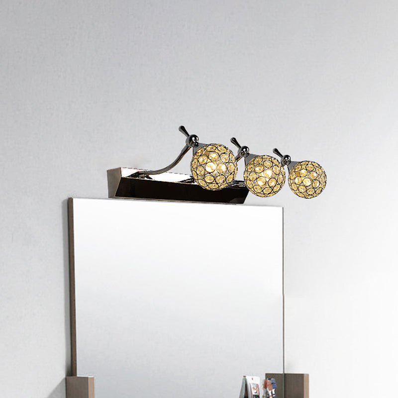 Orbit Mur Light Applexion moderniste élégant Crystal clair 3/4 lumières Black Finish Vanity Mirror Light, Warm / White Light