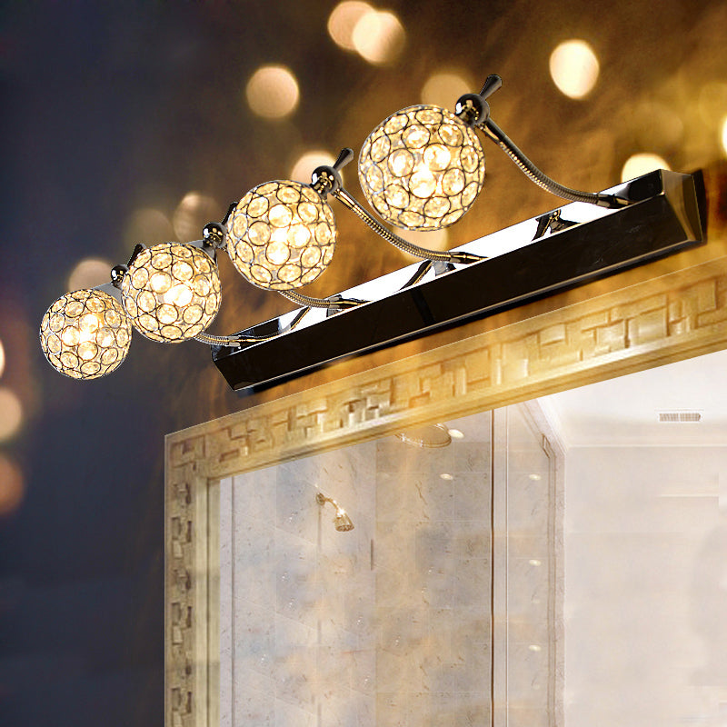 Orbit Mur Light Applexion moderniste élégant Crystal clair 3/4 lumières Black Finish Vanity Mirror Light, Warm / White Light