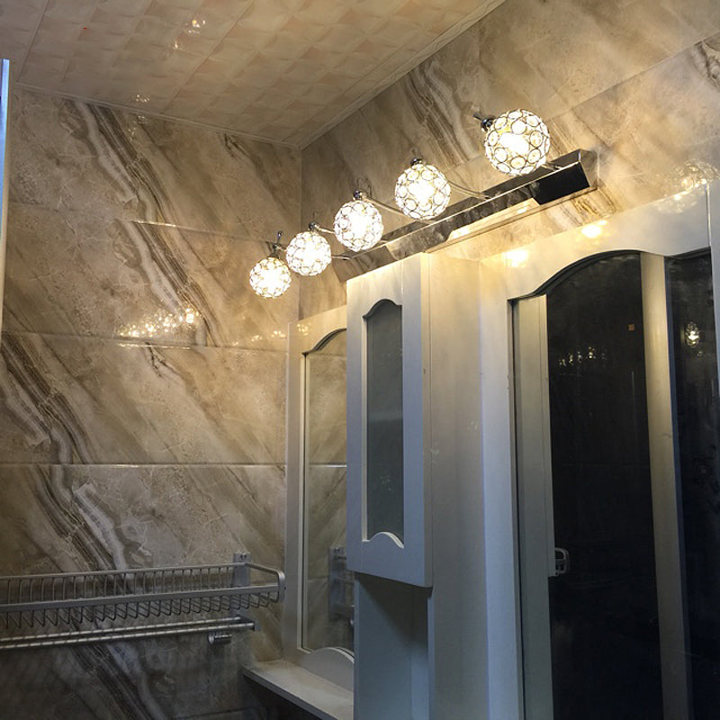 Orbit Mur Light Applexion moderniste élégant Crystal clair 3/4 lumières Black Finish Vanity Mirror Light, Warm / White Light