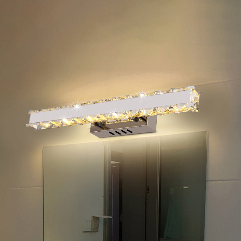 11,5 "/16,5" Rectangle Vanité Mirror Lumière Modern Style Crystal Crystal LED White Wall Light Sconce pour salle de bain