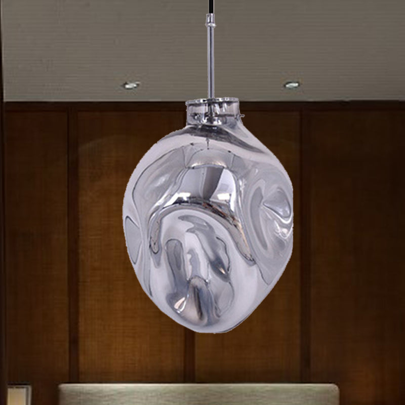 Contemporary Style Hanging Light Abstract Shade 1 Light Hammered Glass Pendant Lamp for Hotel
